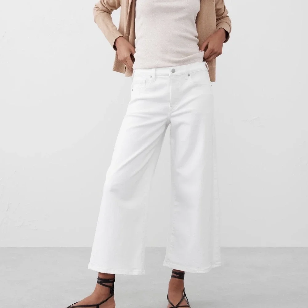 Banana Republic Wide-Leg Cropped Jean White‎ 27/4 New With Tags